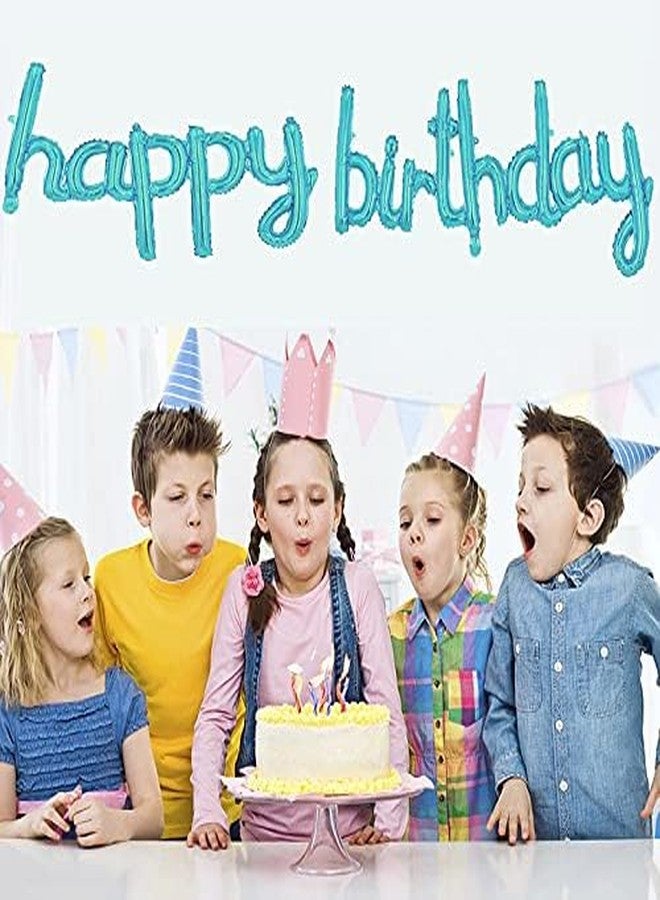 Crackles Happy Birthday Light Blue Foil Balloons in Small Letters Lower Case for Decorations - Image 4